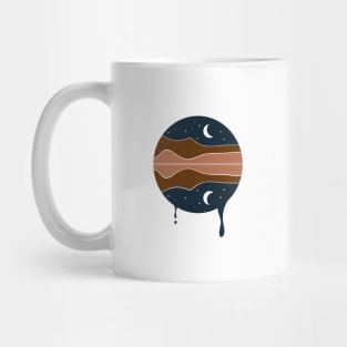 Minimal melting art with moon light and river Mug